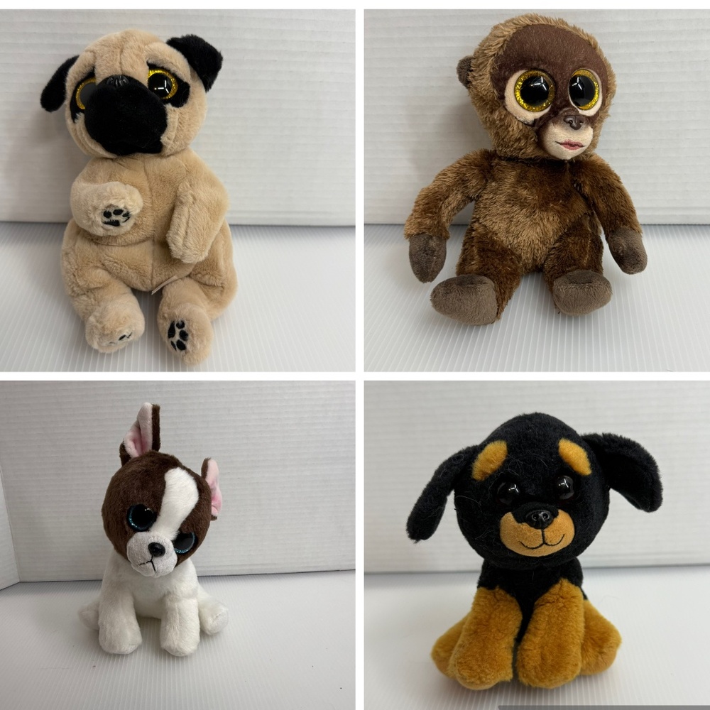TY Beanie Baby Lot 4 VelveTY PORTIA, Trevor, Izzy, TySilk Chessie Plush Stuffed